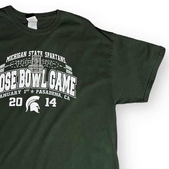 Gildan Men's 2014 Michigan State University Rose Bowl Game Green T-Shirt Size XL - Picture 6 of 9